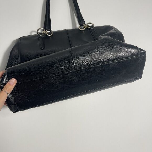 COACH F57520 SMALL BAG CHRISTIE CARRYALL IN CROSSGRAIN LEATHER BLACK - Picture 9 of 16